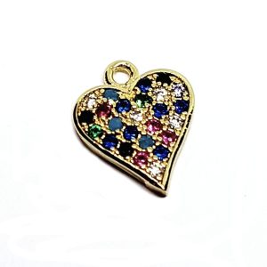 Ciondoli in Ottone Cuore con Zirconi 10x14mm