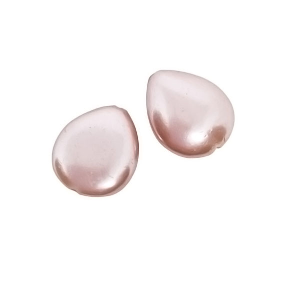 Gocce di Perle di Maiorca Rosa 13x15mm Piatte