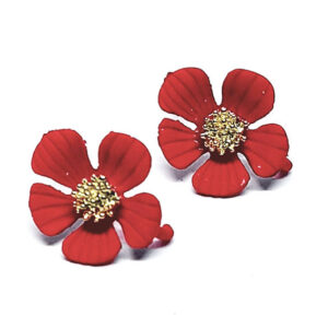 Perni Cromati modello Fiore 17x19mm Rosso (MNCM012-RS)