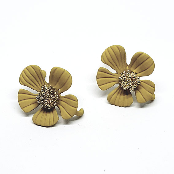 Perni Cromati modello Fiore 17x19mm Senape (MNCM012-SP)