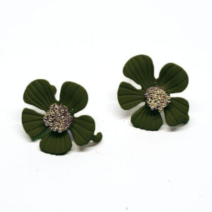 Perni Cromati modello Fiore 17x19mm Verde Scuro (MNCM012-VD)