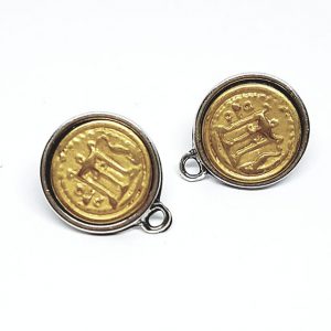 Perni in Zama Mito Antica Moneta Magna Grecia Oro con Bordo Silver 15mm