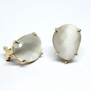 Perni in Ottone con Pietre Occhi di Gatto 15x28mm