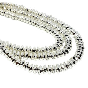 Filo di Ematite Rondelle Sfaccettate Argento 4x6mm