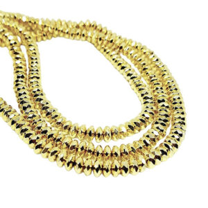 Filo di Ematite Rondelle Sfaccettate Oro 4x6mm