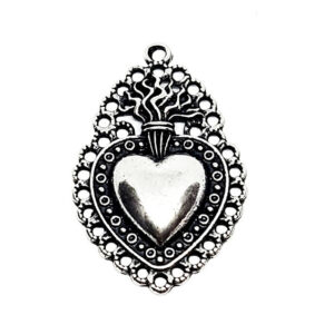 Ciondoli in Zama Cuore Sacro Silver 29x40mm