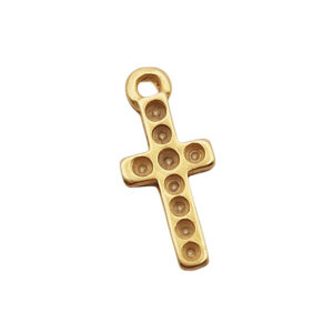 Ciondoli in Zama Croce con Piccoli fori circolari 8x15mm (CNZM128)