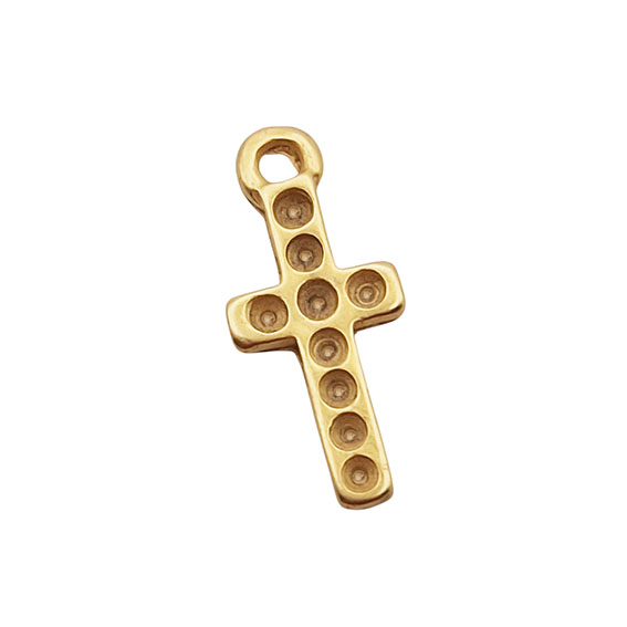 Ciondoli in Zama Croce con Piccoli fori circolari 8x15mm (CNZM128)