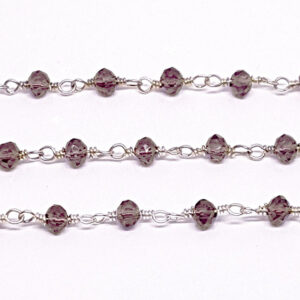 Catena Rosario in Ottone Argento con Pietre Burgundi Crystal da 3mm (CTOTRS044)