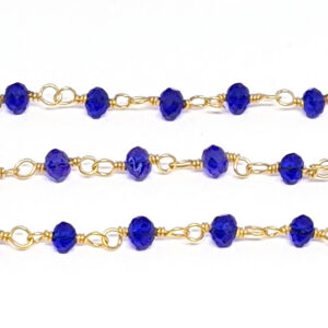 Catena Rosario in Ottone Oro con Pietre Blu Crystal da 3mm (CTOTRS043)