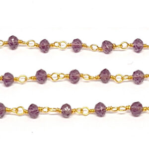 Catena Rosario in Ottone Oro con Pietre Burgundi Crystal da 3mm (CTOTRS045)