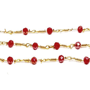 Catena Rosario in Ottone Oro con pietre Rosse AB da 3mm (CTOTRS053)