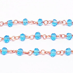 Catena Rosario in Ottone Rosato con Pietre Azzurro da 3mm (CTOTRS055)