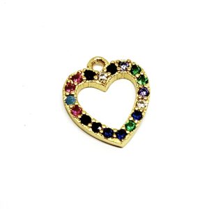Ciondoli in Ottone Cuore con Zirconi 14x14mm