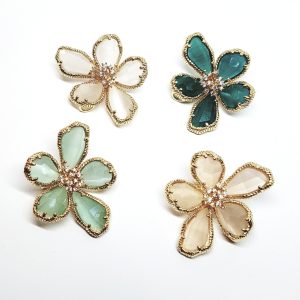 Distanziatori Intramezzo in Ottone Fiore con Pietre Occhi di Gatto 35x38mm