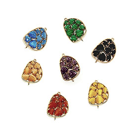 Distanziatori Intramezzo in Ottone con Pietre Occhi di Gatto 22x30mm