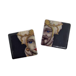Mattonelle in Ceramica Stile Mori Sfondo sul Nero con Foro Passante 22mm (017)
