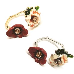 Anello in Ottone Regolabile Con Fiori in Resina