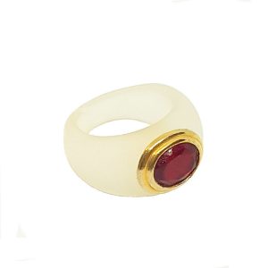 Anello in Cristallo di Rocca con Pietra Rubino
