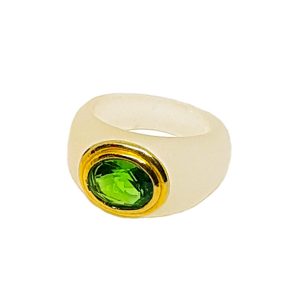 Anello in Cristallo di Rocca con Pietra Smeraldo