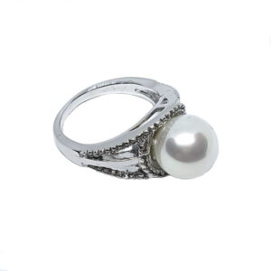 Anelli in Ottone Con Perla di Maiorca 10mm e Zirconi (ANRM038)