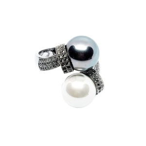 Anelli in Ottone Con Perle di Maiorca 12mm e Zirconi (ANRM037)