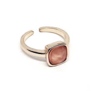 Anello in Ottone con Pietra in Vetro da 8mm Pesca (ANOT032-PS)