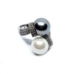 Anelli in Rame Con Strass e Perla di Maiorca 12mm R6