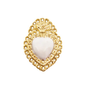 Distanziatori in Zama Cuore Sacro Smaltati Bianco 22x30mm