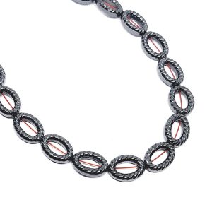 Filo di Ematite di forma Ovale Lavorata Naturale 10x13mm