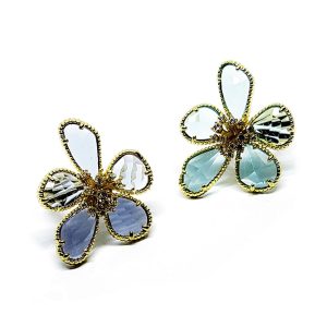 Anello in Lega di Zinco Con Pietre in Vetro 25x30mm Regolabile