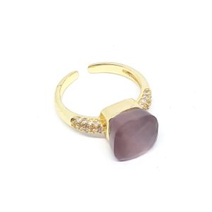 Anello in Ottone con Zirconi Pietra 10mm (ANOT038)