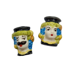 Ceramica di Caltagirone Teste di Mori su Sfondo Nero 23x30mm (108)