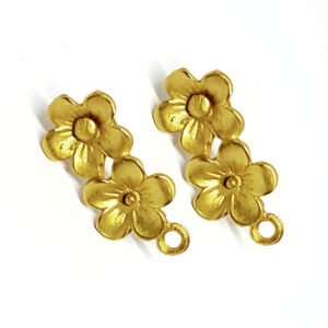 Perni in Zama due Fiori 12x23mm Oro (020)