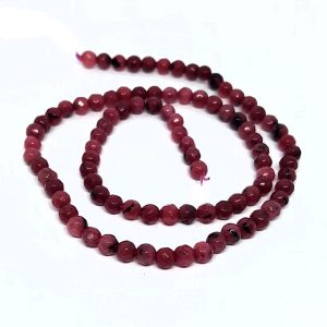 Pietre di Agata Borgogne Sfaccettata Striata 4mm