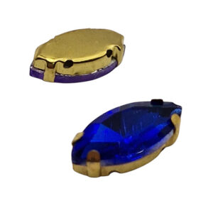 Castoni in Acciaio Con Pietre in Vetro Blu 9x18mm (CSTAC015-BL)