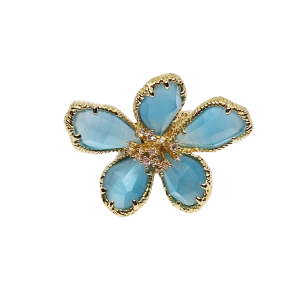 Anello in Ottone con Pietre Occhi di Gatto Acqua Marina