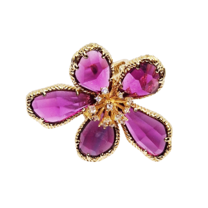 Anello in Ottone con Pietre Occhi di Gatto Viola (ANOTP19)