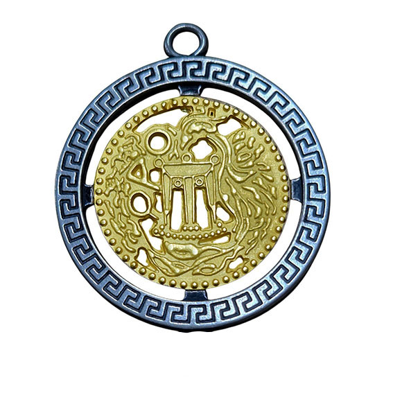 Ciondoli Moneta Mito Antica Moneta Magna Grecia Oro e Argento 55mm (CNZM176-C)