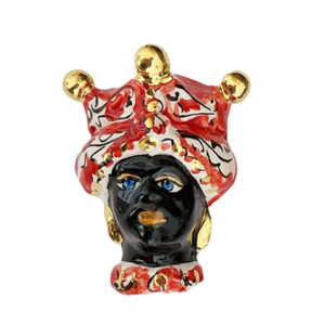 Ceramica di Caltagirone Mori Re Nero Verus Rosso 50x70mm (RS)