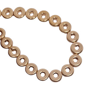 Filo di Ematite Rondelle Oro Rosa 10mm (EMFL036-R)