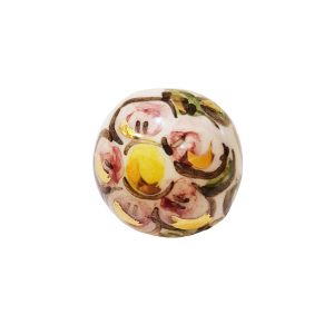 Ceramica di Caltagirone Perle con Fiore su sfondo Bianco 15mm (005)