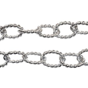 Catena in Alluminio Forzatina Zigrinata Argento 20x30mm (CTAL063-S)