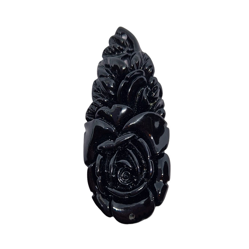 Componenti in Resina Goccia Fiorata 25x55mm Nero (CMPRS053-NR)