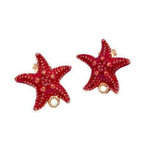 Perni in Zama Stella Marina 18x20mm Smaltata a Fuoco Rosso (197)