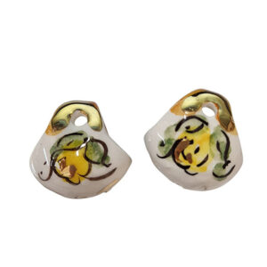 Ceramica di Caltagirone Coffe Siciliane Piccole Sfondo Bianco con Limoni foglia d'Oro 28x28mm (105)