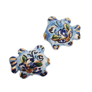Ceramica di Caltagirone Pesce Palla Sfondo Azzurro 35x38mm