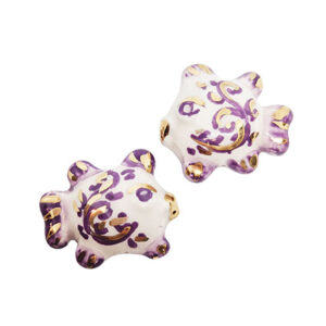 Ceramica di Caltagirone Pesce Palla Sfondo Lilla 35x38mm