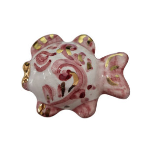 Ceramica di Caltagirone Pesce Palla Sfondo Rosa Antico 50x58mm (078)