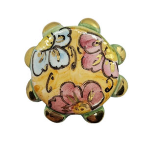 Tamburelli in Ceramica di Caltagirone con Fiori su sfondo Arancio 10x63mm (048)